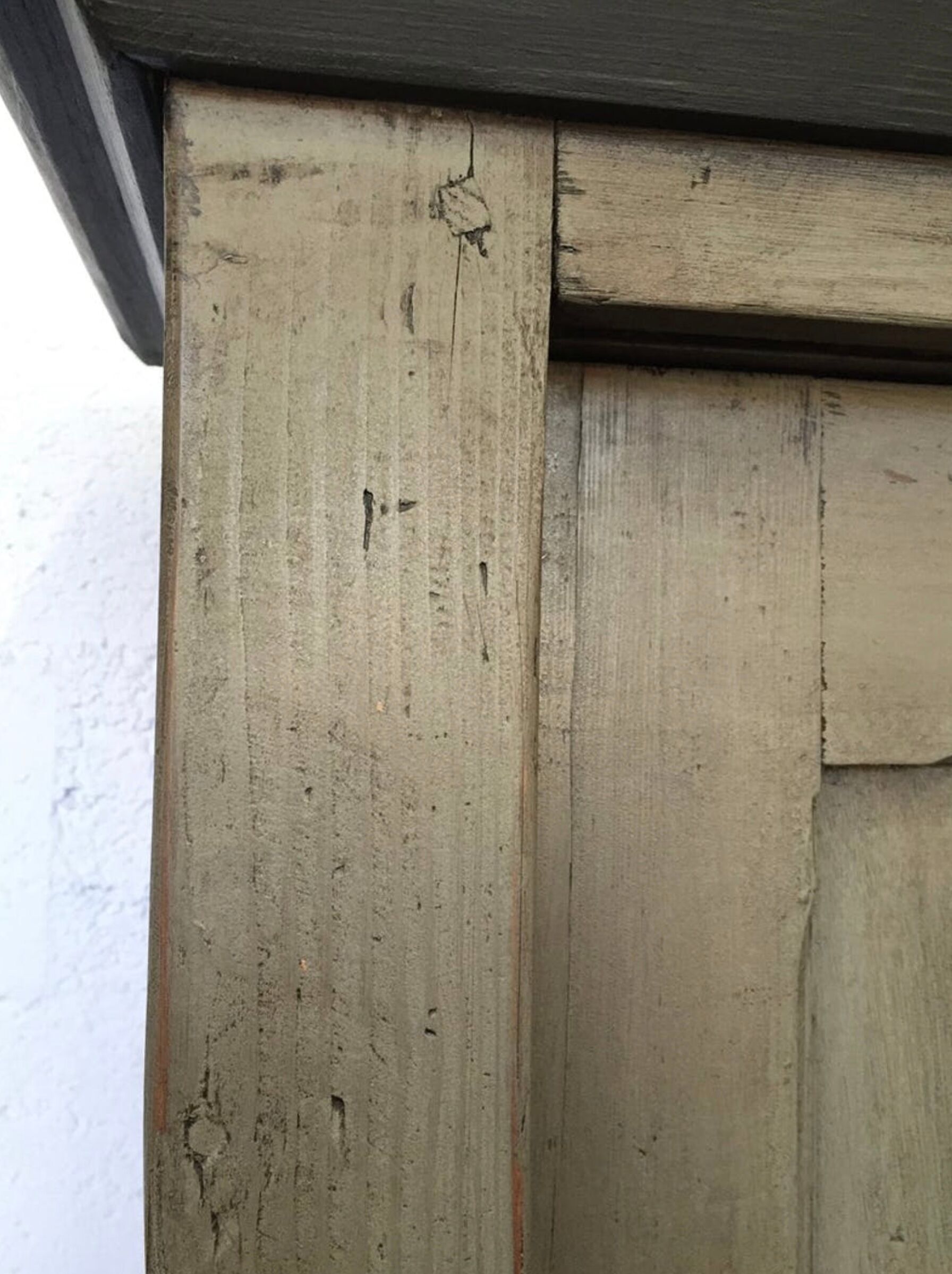 Old wooden cupboard massive sliding doors