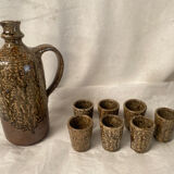 Carafe and 7 glasses in stoneware André Bodin