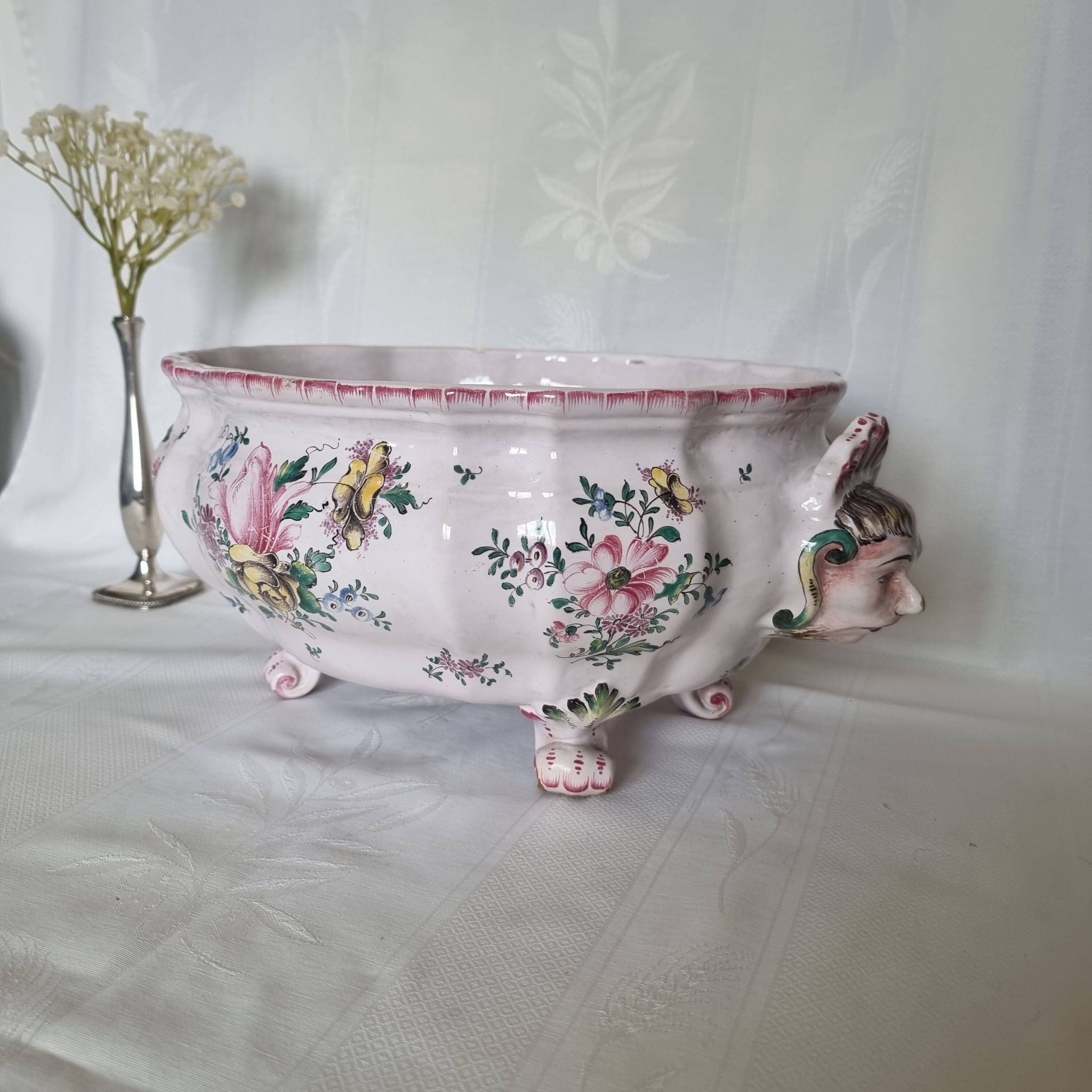 Antique 18th century Marseille earthenware planter by Veuve Perr