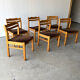 Set of 6 beech frame chairs in vintage 70s Scandinavian style.