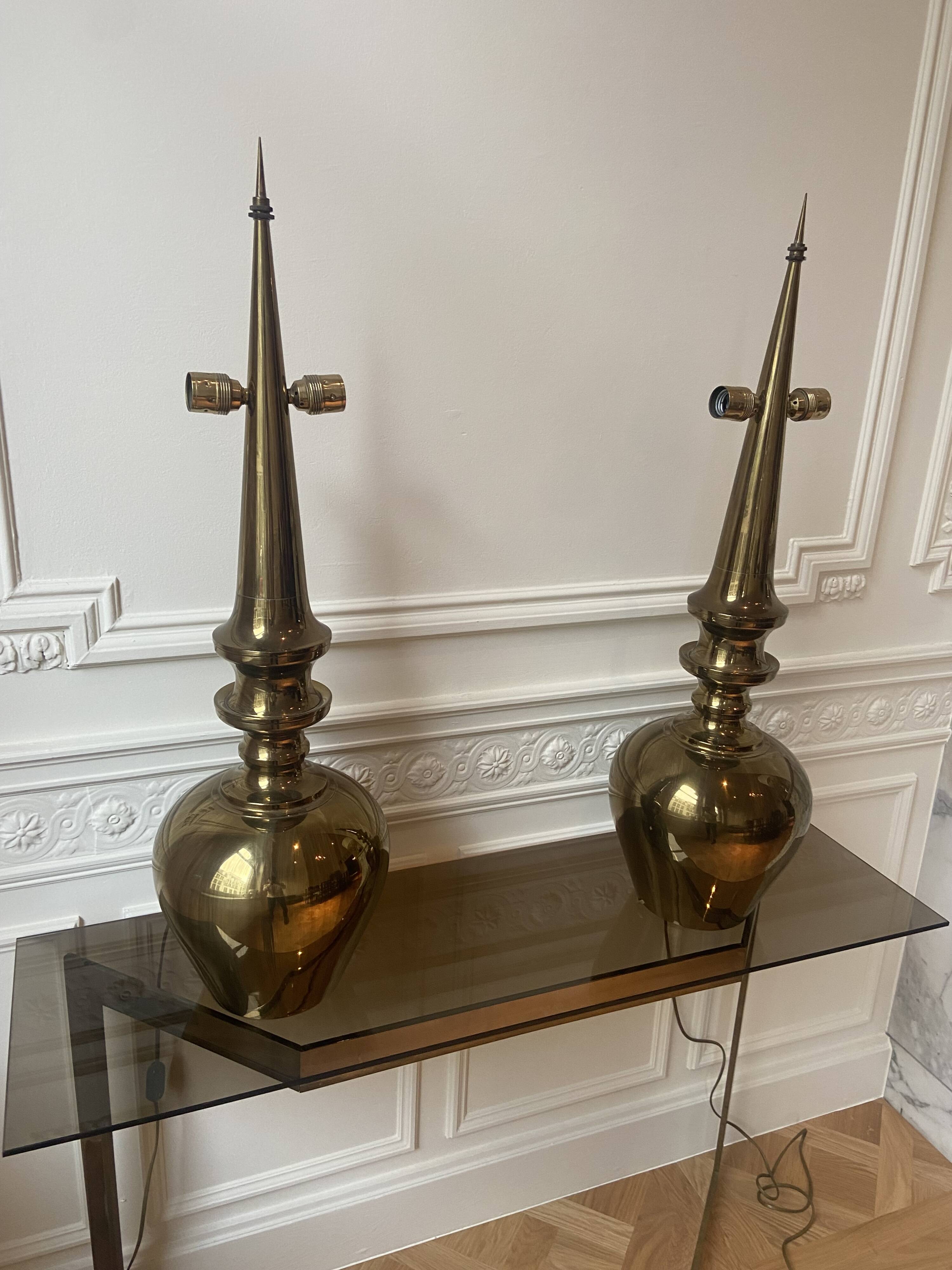 Pairs of lamps in copper metal 1980s