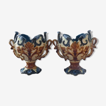 Pair of vases in dabbling