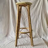Vintage bamboo and rattan bar stool