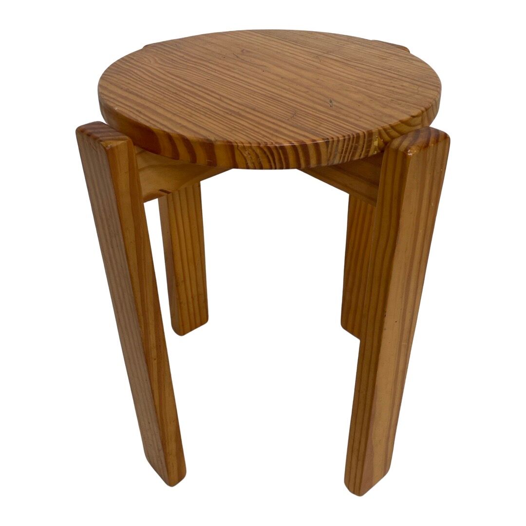 Mid century pinewood stool, 1960s minimalistic design