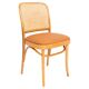 Thonet chair in rattan, camel faux leather and wood - 1960s