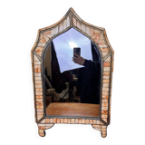 Orient at the beginning of the 20th century: mirror of atypical shape made of camel bone, refined and elegant work