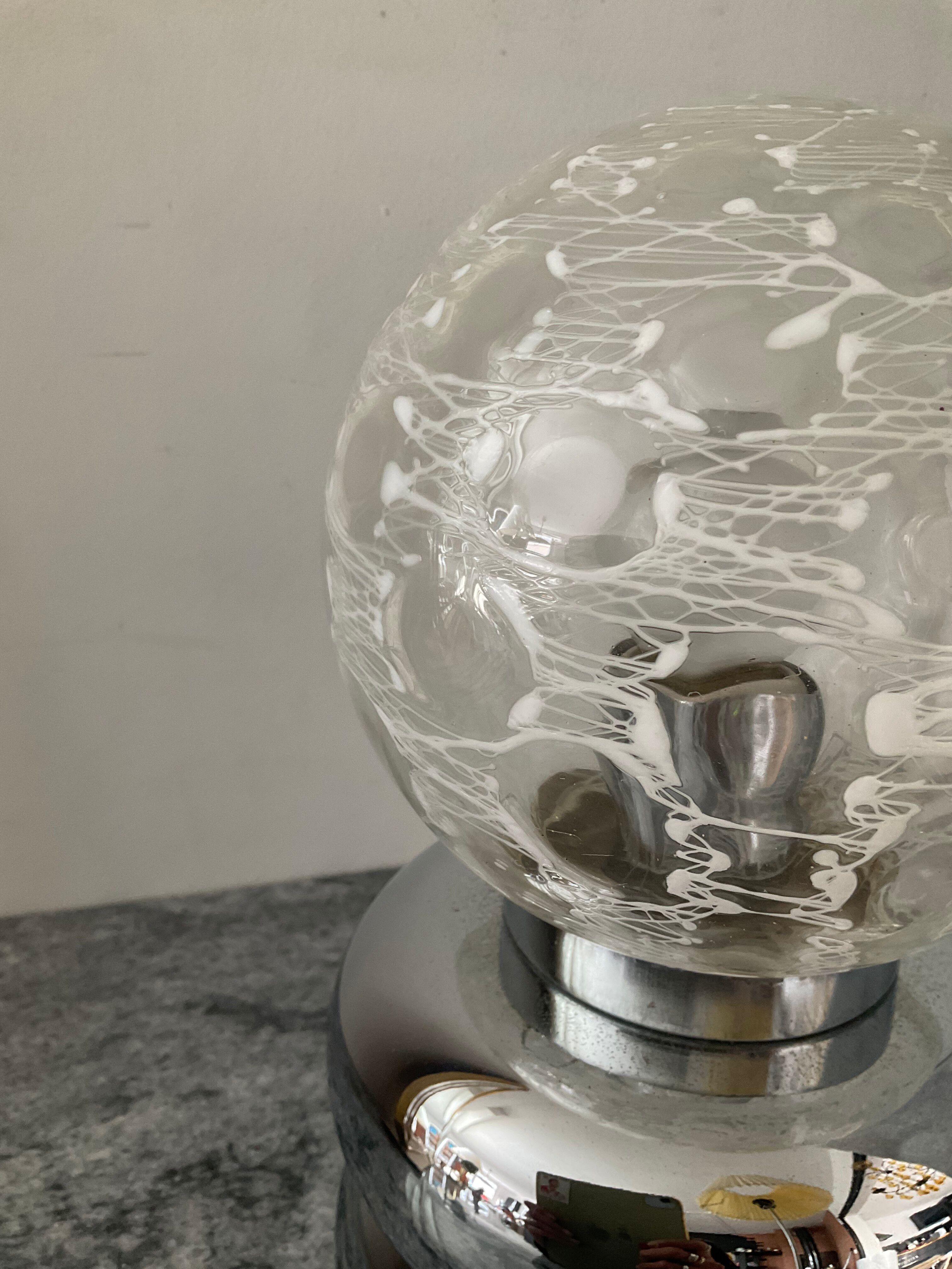 Space Age lamp in chrome metal and glass