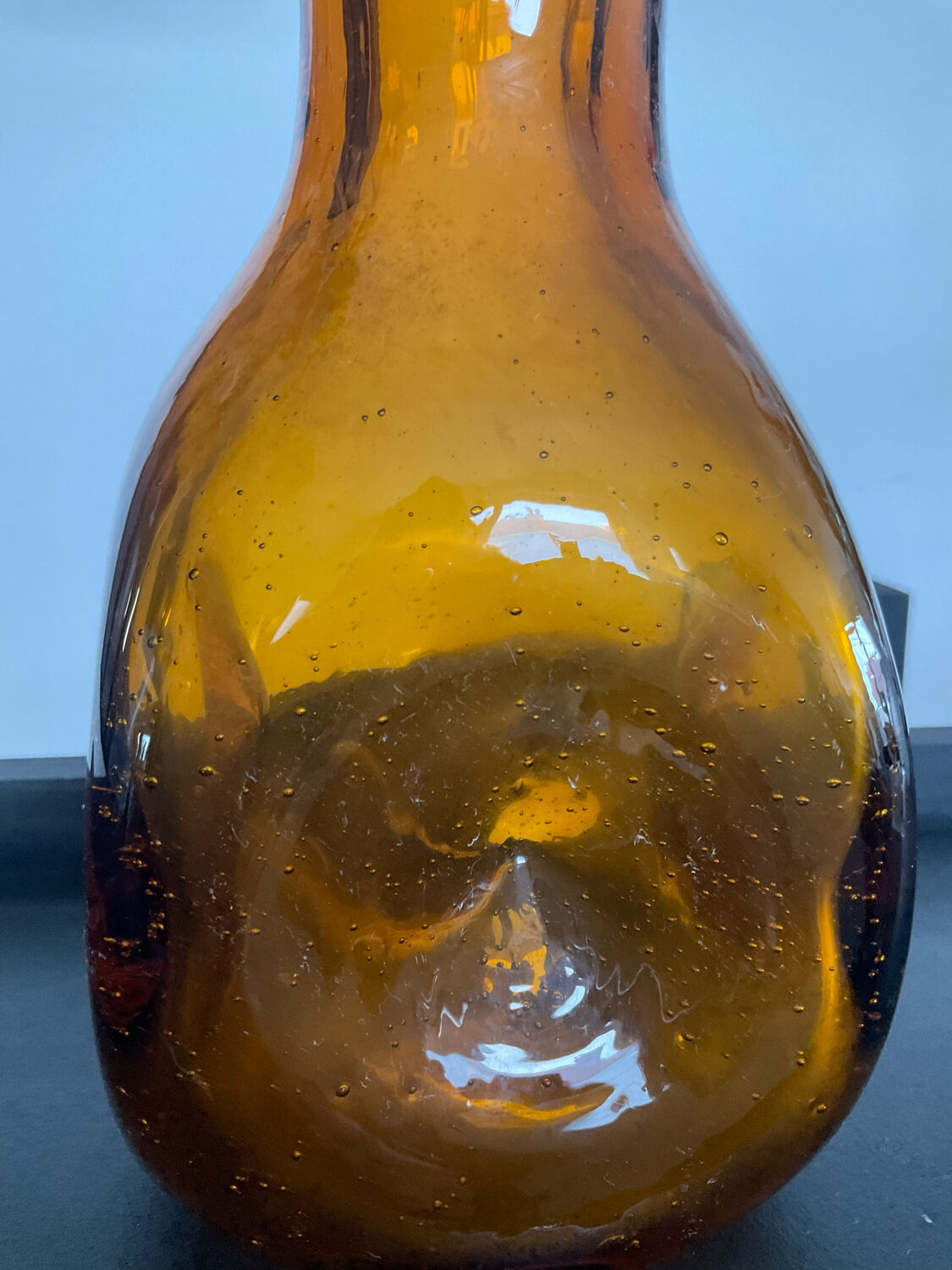 Vintage vase in bubbled glass paste