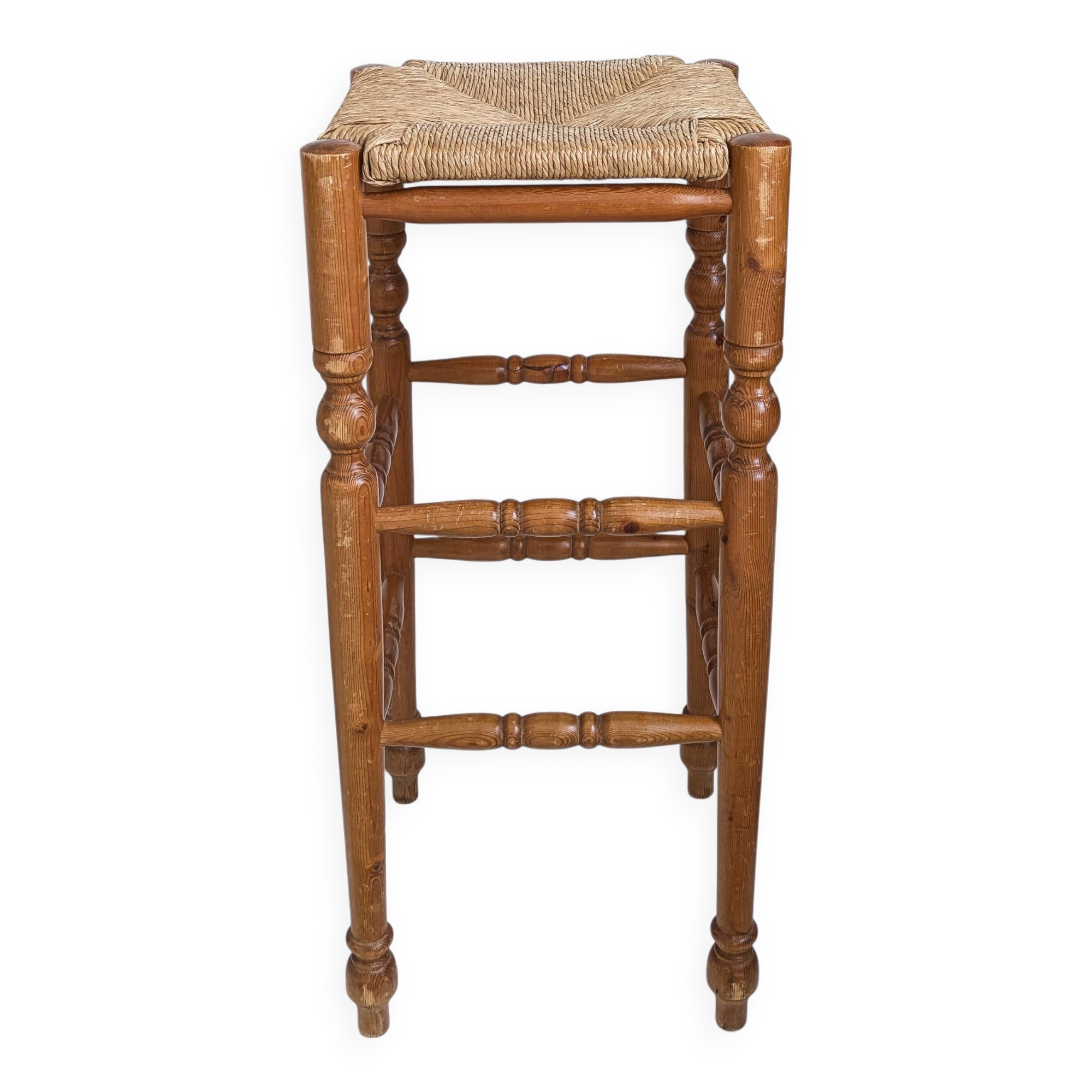Tabouret de bar Mid Century Tabouret rustique Vintage Jonc tressé Jonc Tabo