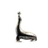Art deco silverplated brass Seal sculpture, France 1940s