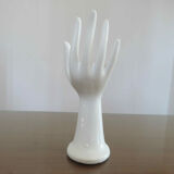 Hand baguier soliflore in white porcelain 70s