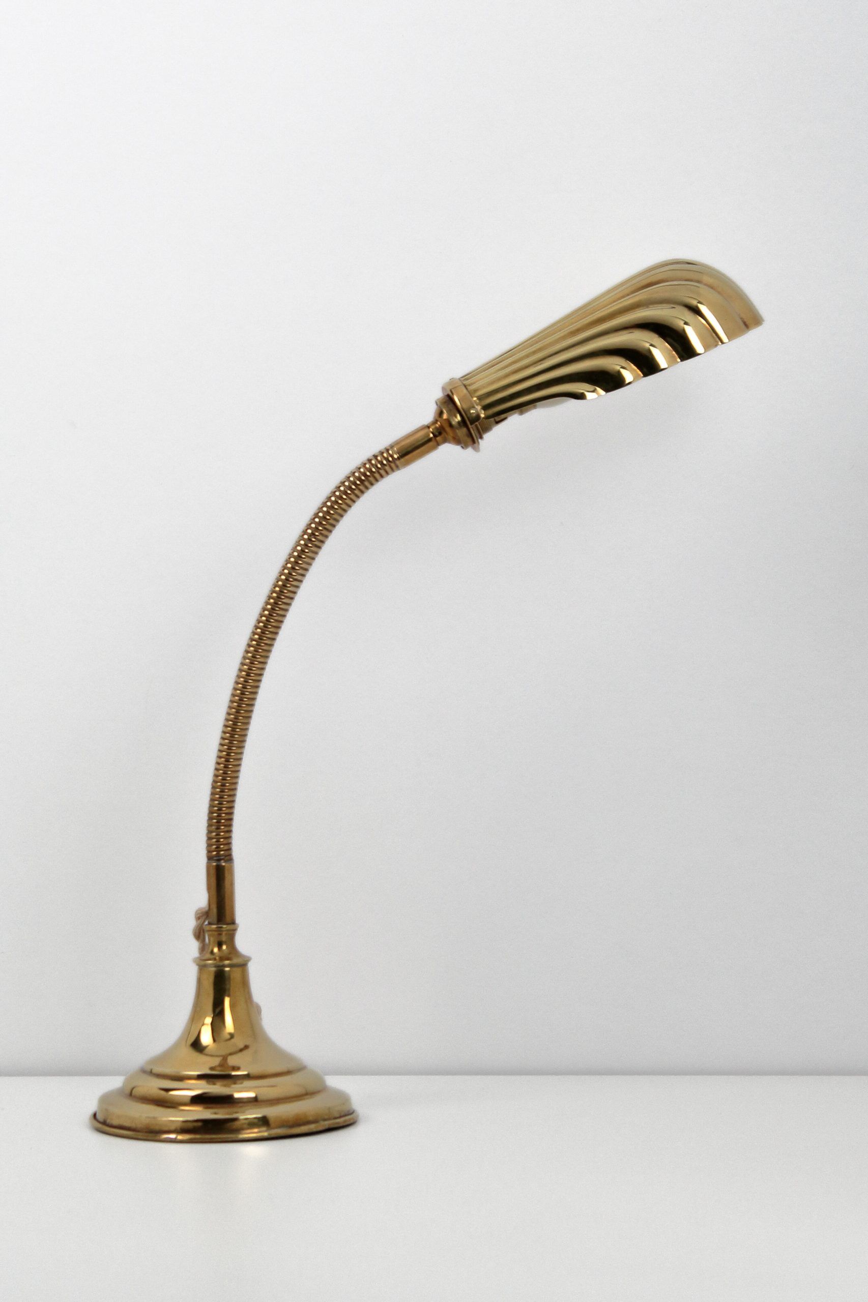 Shell table lamp in gilded brass