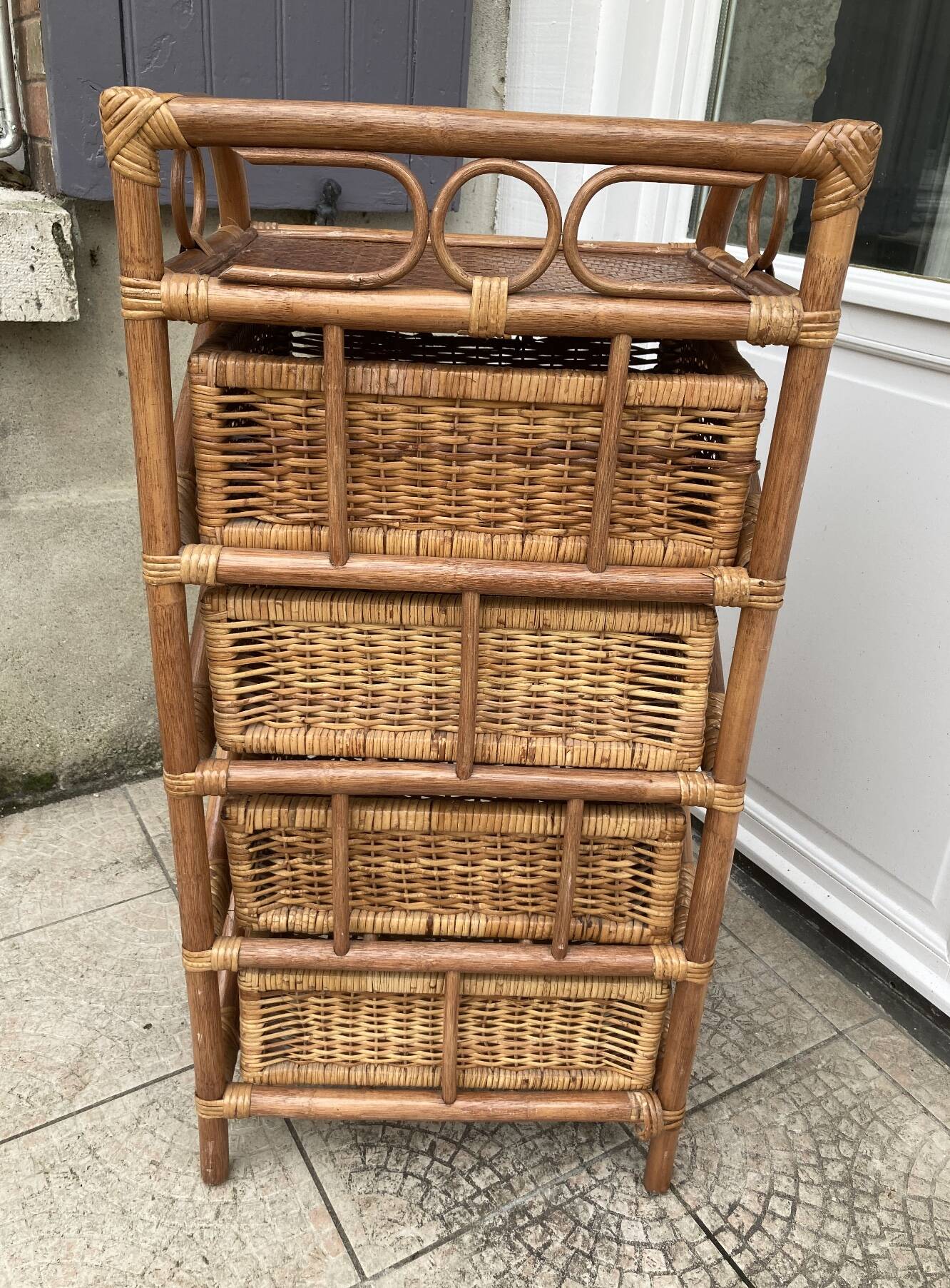 Vintage rattan chiffonier