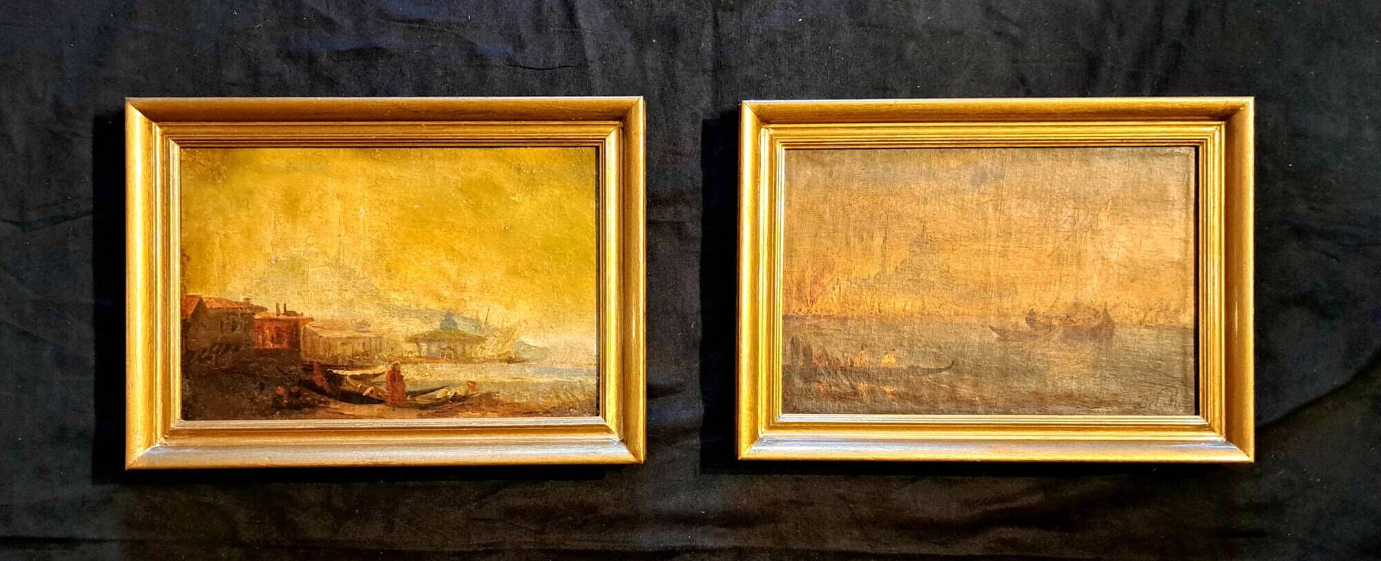 Paire de tableaux impressionnistes, HST Marine orientaliste XIXème siècle