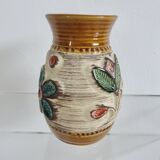 Ceramic vase with floral decoration "West Germany" 50s 60s