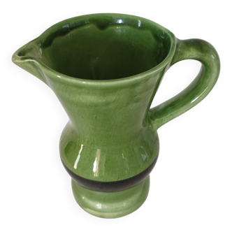 Green ceramic pitcher signed Longchamp - height 18.5cm
