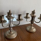 Pair of candlestick 3 branches in tin
