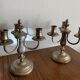 Pair of candlestick 3 branches in tin