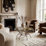 Zigzag Bronze Faux Bamboo Hollywood Regency Coffee Table, 1960s