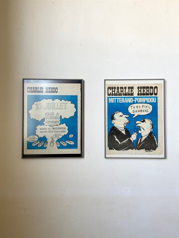 Fourth cover of Charlie Hebdo by Fournier framed, 28 June 1971
