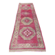 Tapis de Couloir Anatolien Fuchsia, Motifs Géométriques Vintage, 94x324 Cm