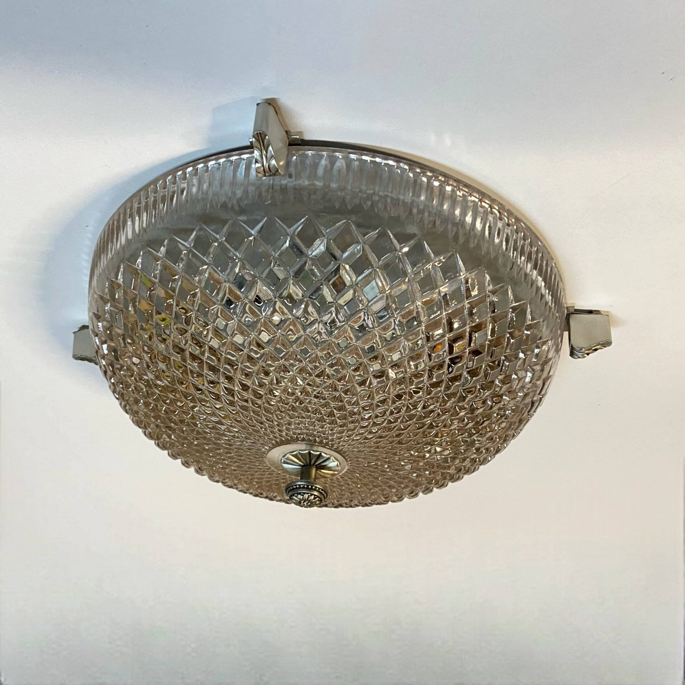 Large glass wall light 1950 vintage transparent old light fixture