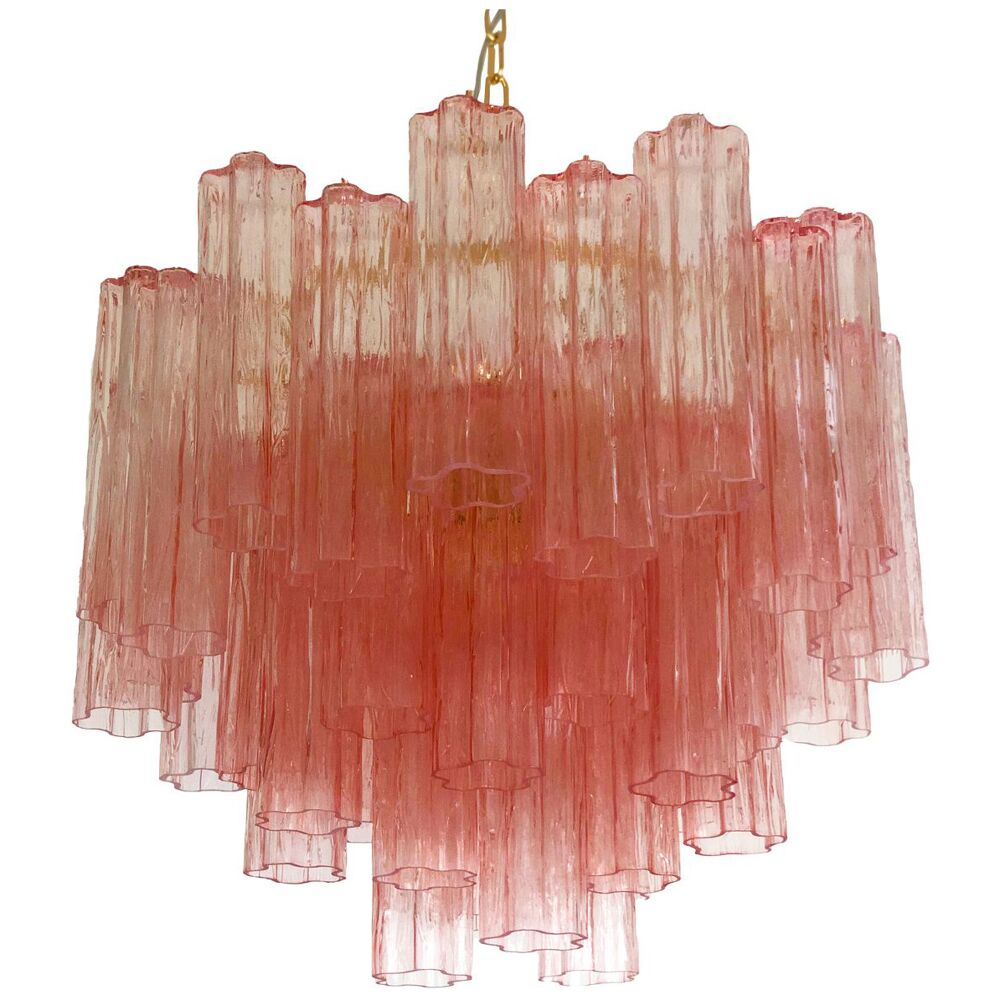 Pink “tronchi” murano glass chandelier