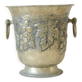 Brass champagne or ice bucket - relief vine decor