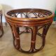 Pretty pair of 2 bamboo and rattan stools with cushions - 80s - Vintage - set of 2