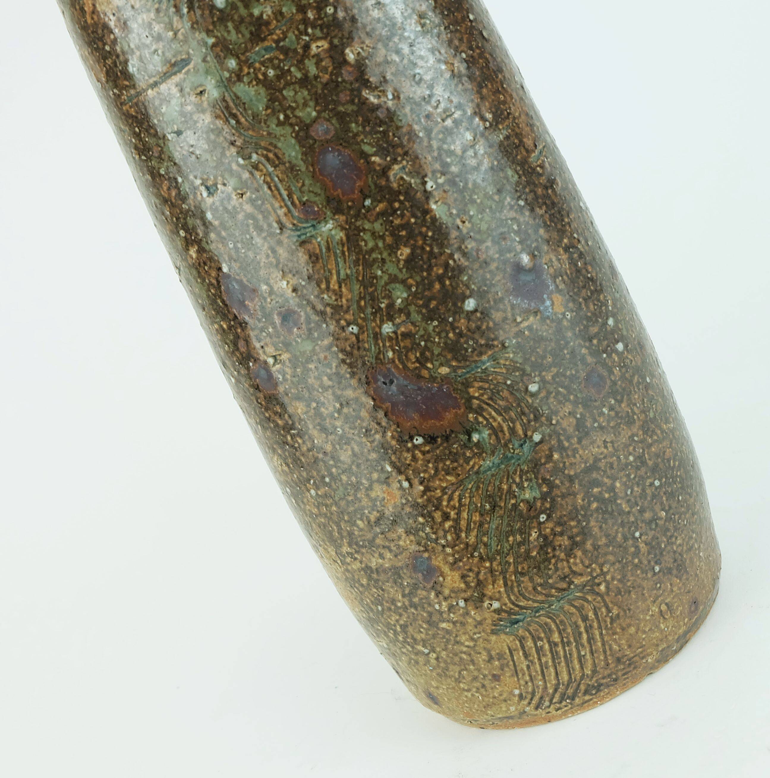 French stoneware bottle vase la borne  hand-made 1960s 70s studio ceramic