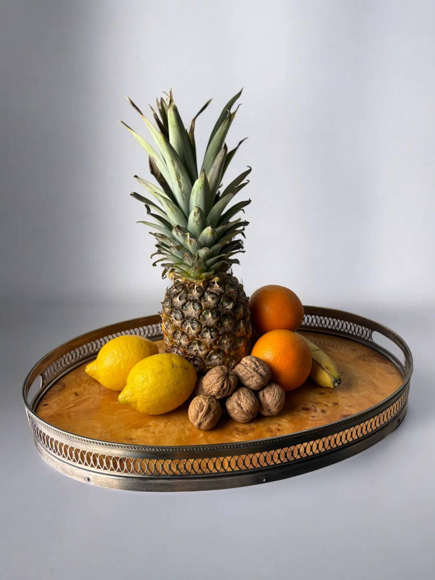 Aldo Tura style tray in Lucite burl wood, Italy, circa 1970s