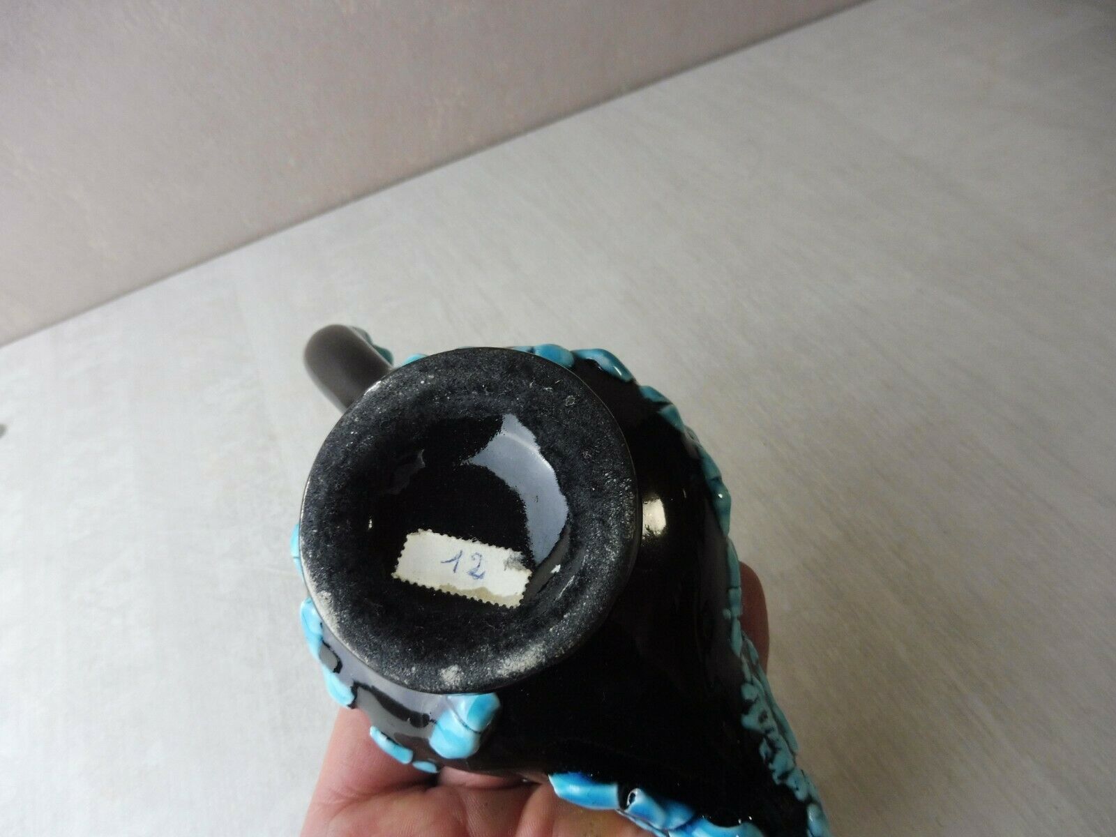 Old candle holder / candle holder, ceramic, Fat Lava, from Vallauris