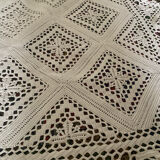 Couvre lit crochet en coton blanc à losanges