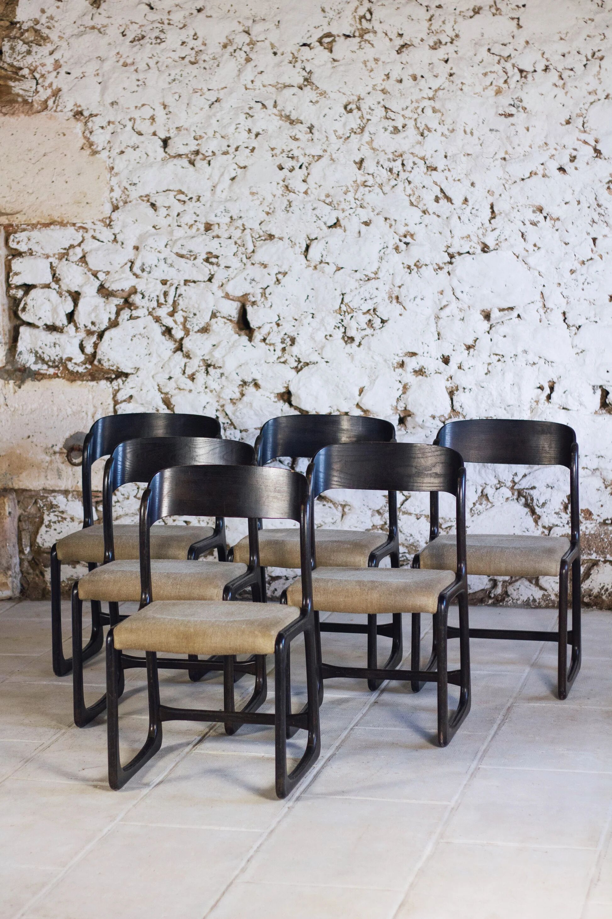 Set of 6 Traineau chairs by Baumann, 1960