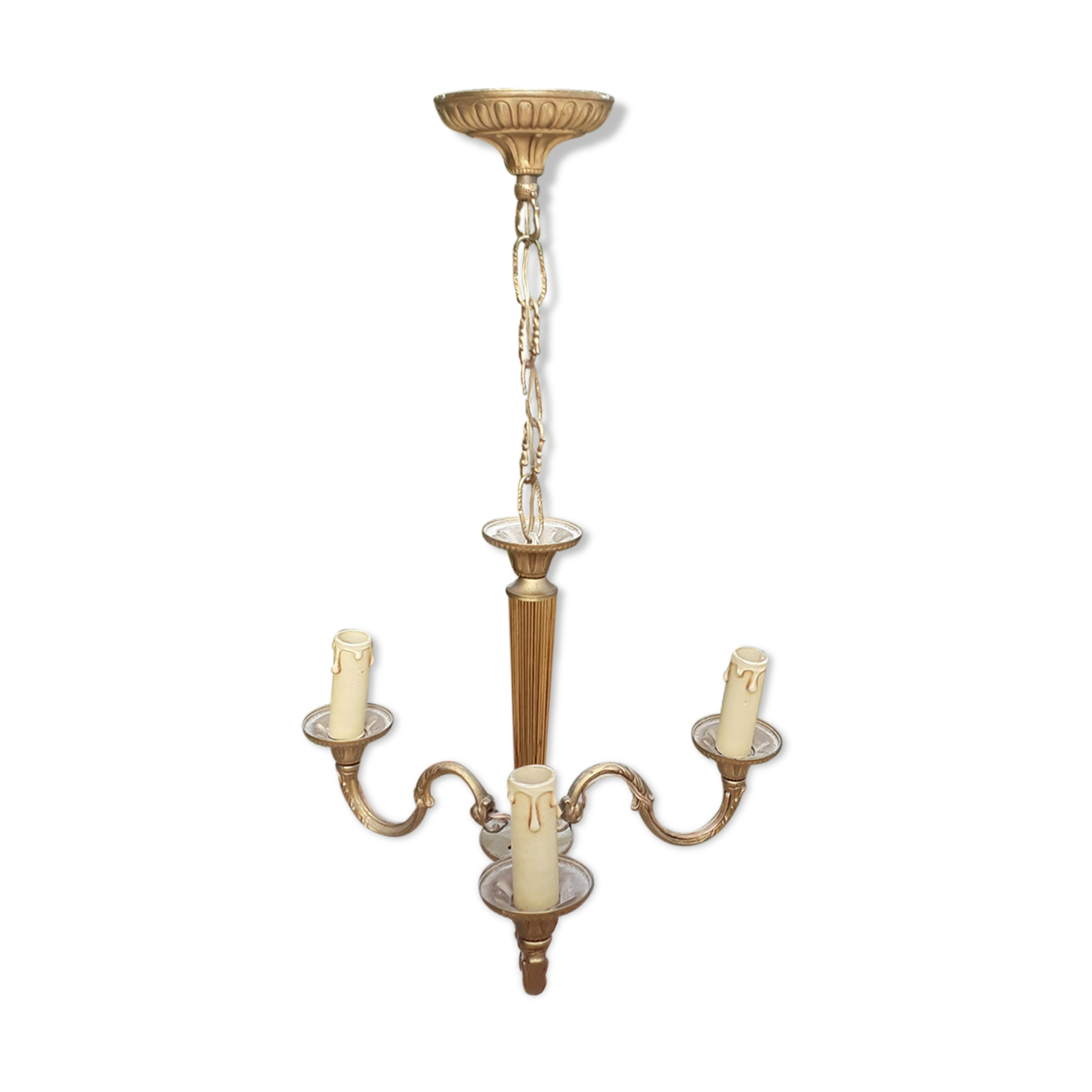 Electrified bronze chandelier with 3 lights Empire style