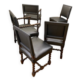 Ensemble de 2 fauteuils et 3 chaises époque Louis XIII