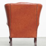 Elegant smooth English cowhide leather Chesterfield wingback armchair