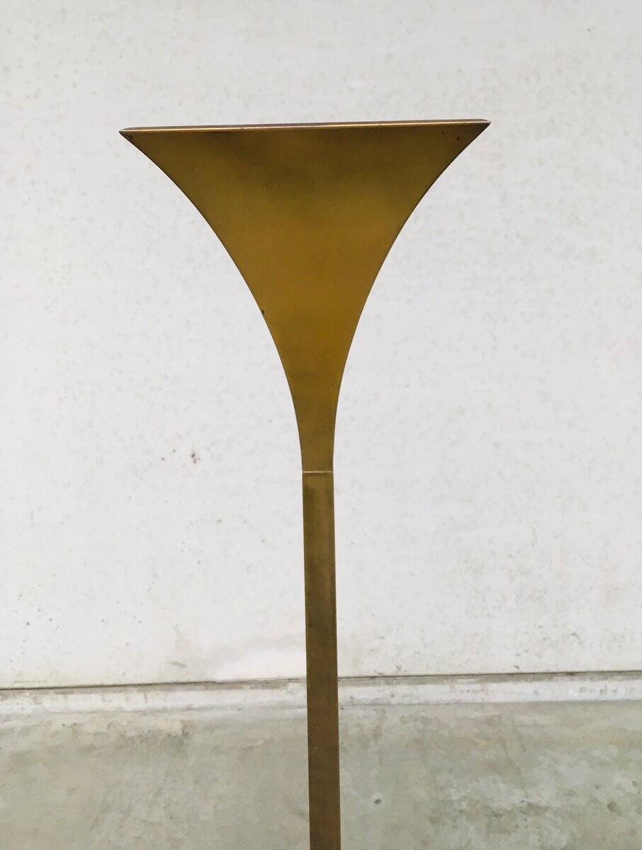 Postmodern Design Brass Fluted Torchiere Floor Lamp by Relco, Italy, 1980s