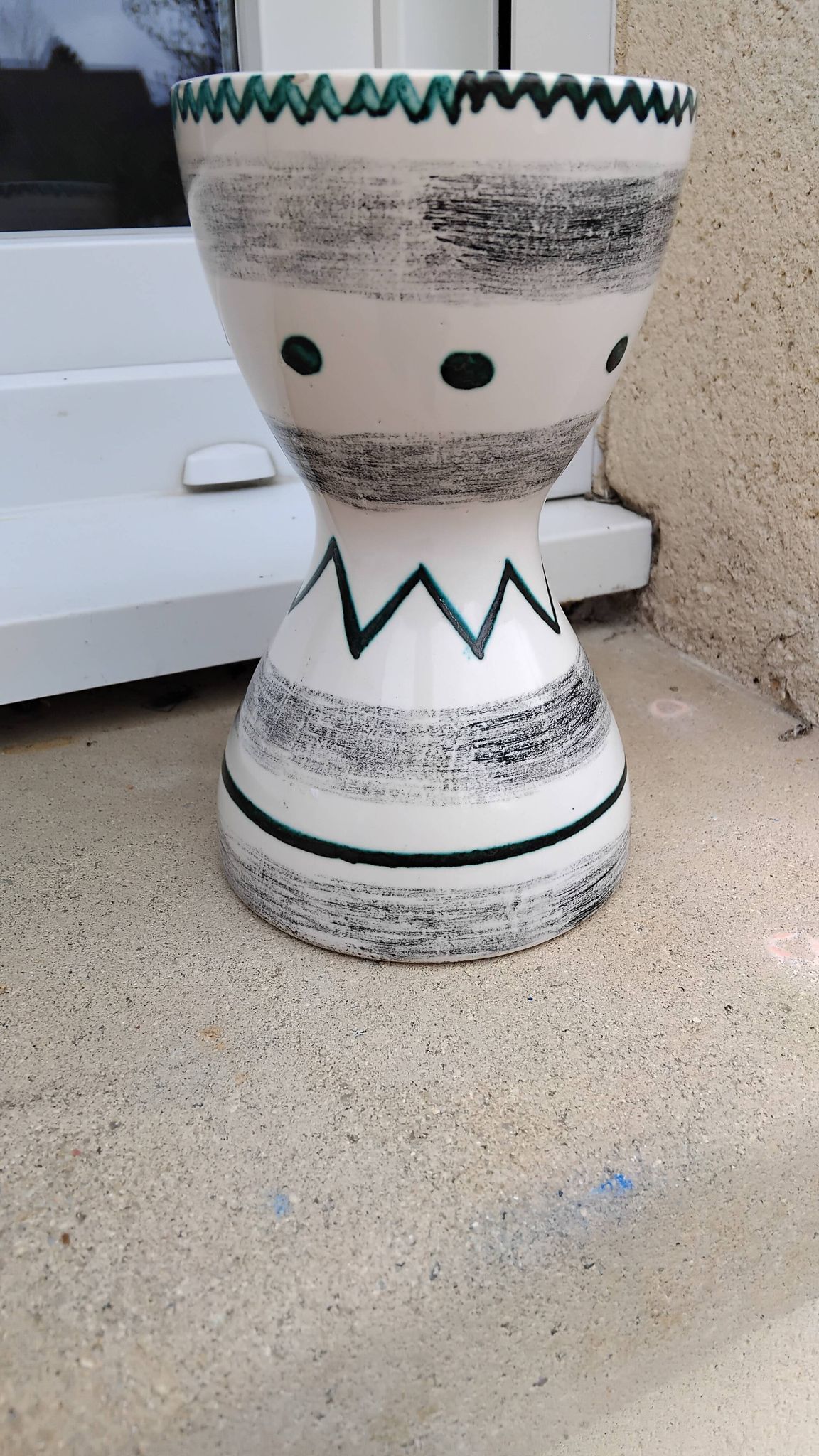 Vintage ceramic diabolo vase from the 60s