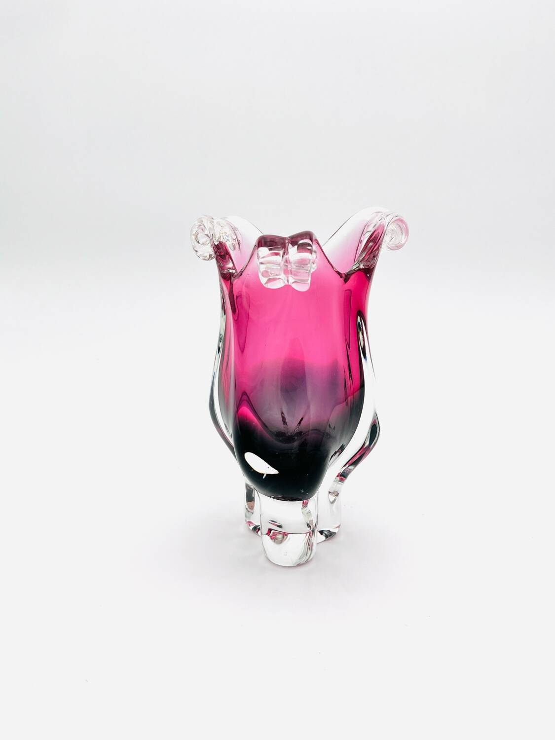 Vase - Sommerso - Josef Hospodka - Fuchsia & Prussian Blue Smoke, 1960s