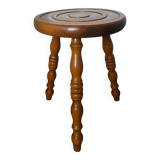 Turned wooden tripod stool