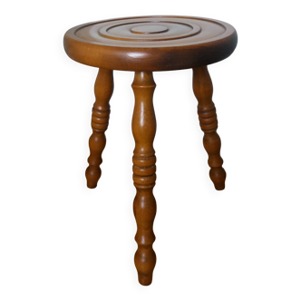 Turned wooden tripod stool