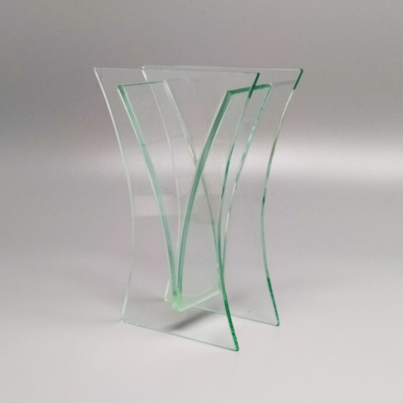 1960s Vase in Acid Crystal, Aquamarine Color. Made in italy