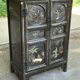 Buffet chinois vintage en laque noire sculptures Nagao des années 50