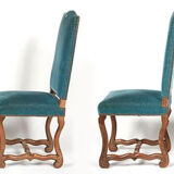 Suite de 6 chaises de style Louis XIII bleues