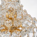 Chandelier, brass and crystal glass by Kinkeldey, Germany, 1970s.