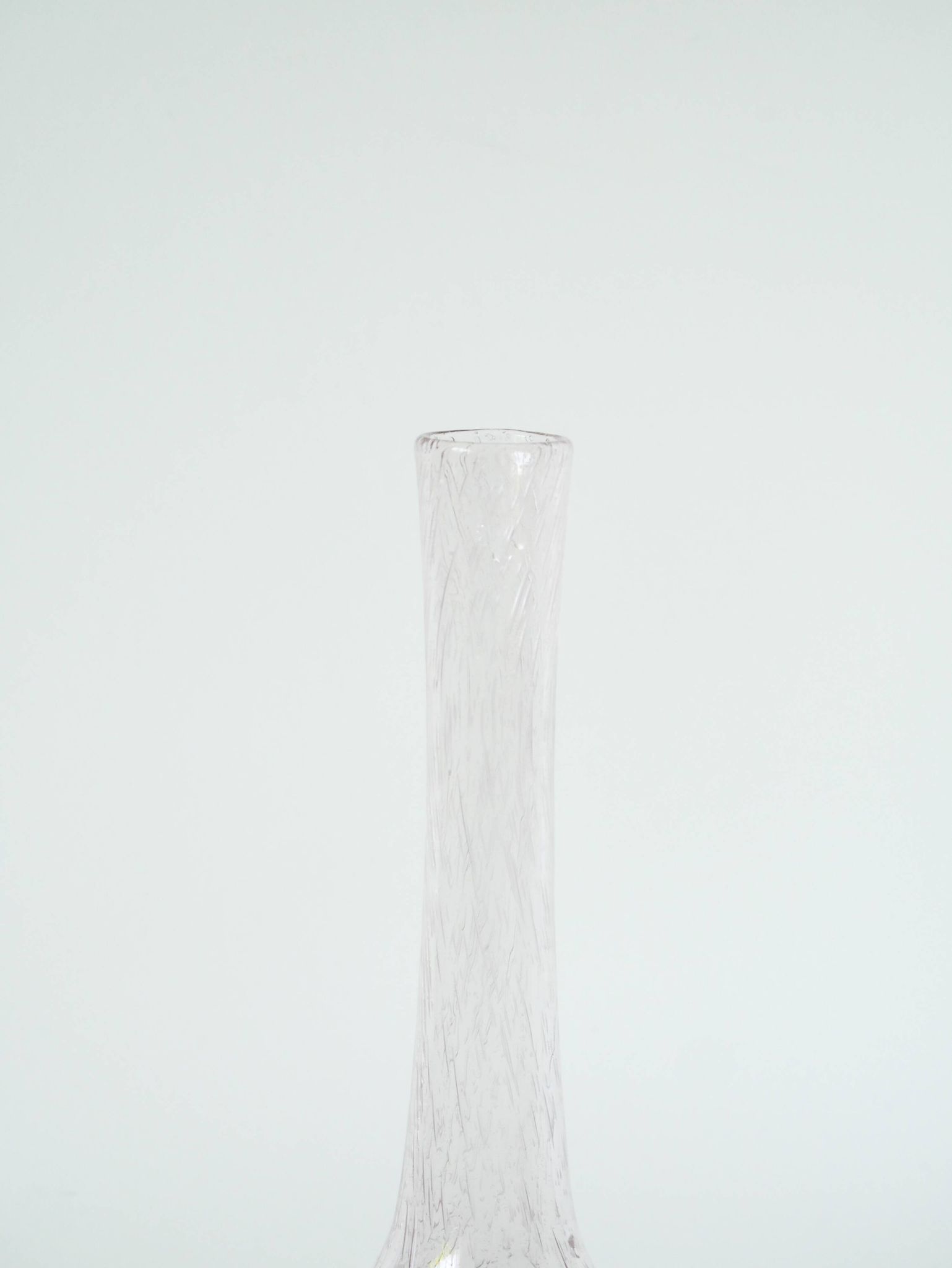 Large pink bubbled glass vase, in the style of Biot, Signed, 1970