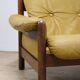 Scandinavian leather and beech armchair, 1960