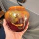 Vase Pot Paste Glass Blown Red Orange Lacquered Marbled Signed Dated Art Deco