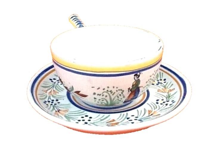Cup / Saucer for breakfast Faïence Henriot Quimper France